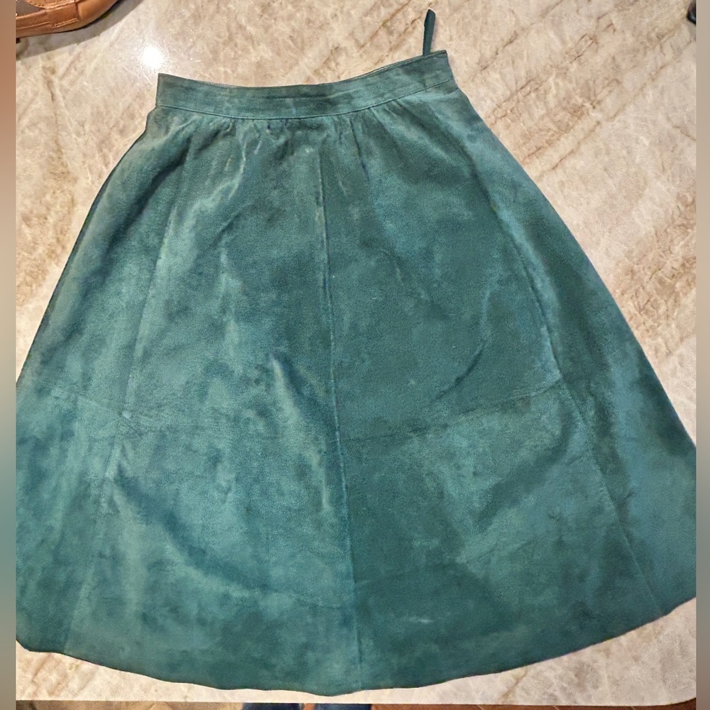 Vintage Madeline Teal Suede A-Line Skirt Size 40 EUC